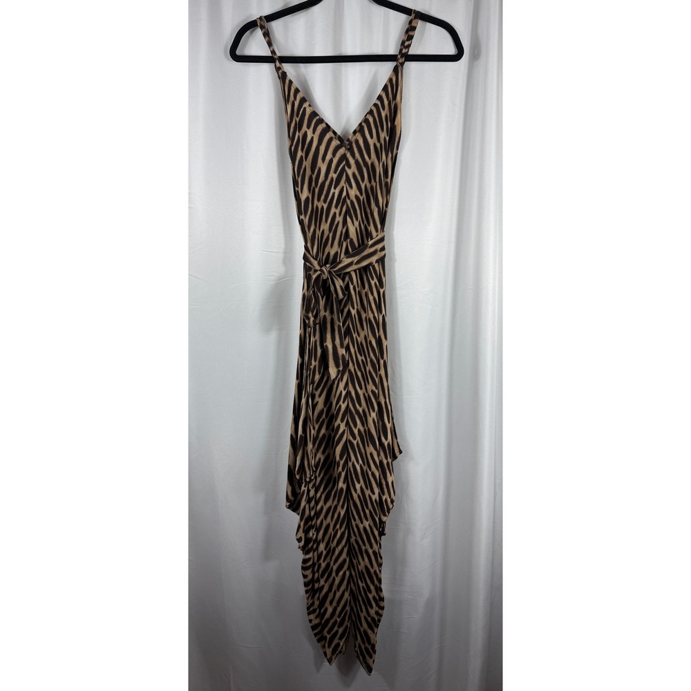 MICHAEL KORS Animal Print 100% Silk‎ Camisole Midi Dress